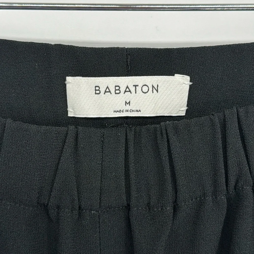 Babaton‎ X Aritzia Dexter Black Pull On Crepe Ankle Pants W/ Green Stripe Size M - Picture 5 of 9